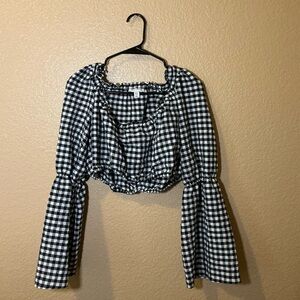 Top Shop Black and White Gingham Women's Top